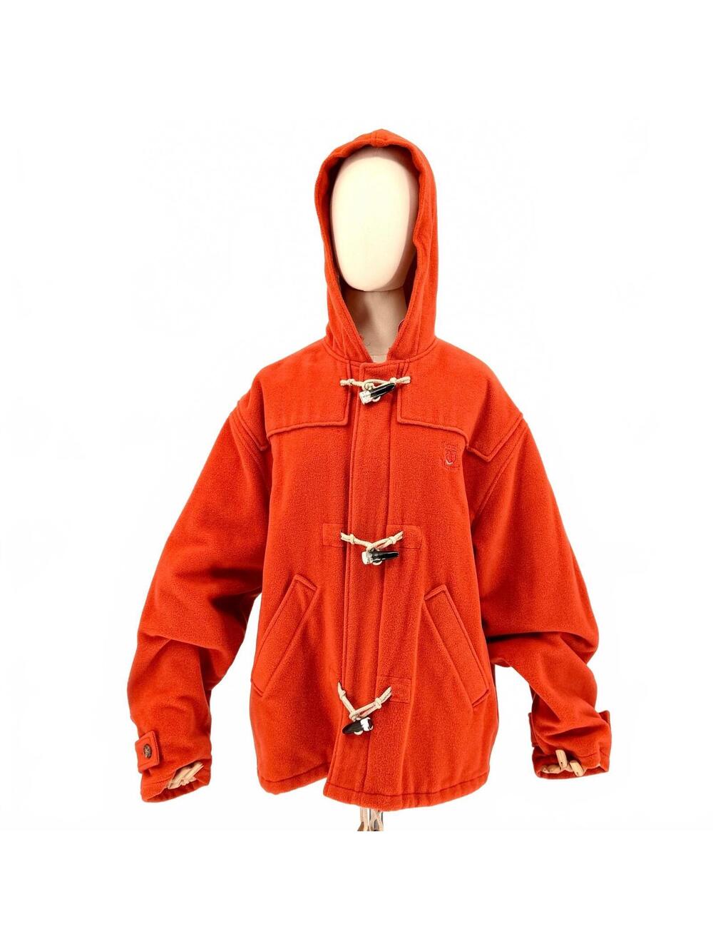 Vintage 80s Caroche Harvest Orange Hooded Duffle Coat